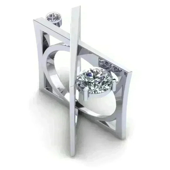 "Unique 925 Silver Plated X Overlapping Curious Ring, GPMB1427 - Picture 2 of 4